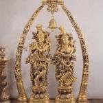 Brass Radha Krishna with Arch Idol | 45" x 30" x 10" (114 x 76 x 25 cm) | 71 kg Superfine Enhanced Carving | Temple Grade Divine Statue | Krishna Leela Art